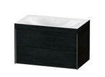 Duravit XViu Waschtisch-Unterschrank XV4615NB216C 80x48cm, 2 Schubkästen, ohne Hahnloch, schwarz matt, Rahmen C, Eiche schwarz