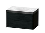 Duravit XViu Waschtisch-Unterschrank XV4615NB216P 80x48cm, 2 Schubkästen, ohne Hahnloch, schwarz matt, Rahmen P, Eiche schwarz