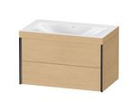 Duravit XViu Waschtisch-Unterschrank XV4615NB230C 80x48cm, 2 Schubkästen, ohne Hahnloch, schwarz matt, Rahmen C, Eiche natur
