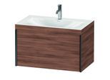 Duravit XViu Waschtisch-Unterschrank XV4610OB279C 80x48cm, 1 Auszug, 1 Hahnloch, schwarz matt, Rahmen C, nussbaum natur