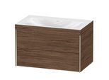 Duravit XViu Waschtisch-Unterschrank XV4615NB121C 80x48cm, 2 Schubkästen, ohne Hahnloch, champagner matt, Rahmen C, nussbaum dunkel