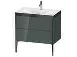 Duravit XViu Waschtisch-Unterschrank XV4710OB238P 80x48cm, 2 Auszüge, 1 Hahnloch, schwarz matt, Rahmen P, dolomiti grey hochglanz