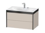 Duravit XViu Waschtisch-Unterschrank XV4615EB291P 80x48cm, 2 Schubkästen, 2 Hahnlöcher, schwarz matt, Rahmen P, taupe matt