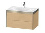 Duravit XViu Waschtisch-Unterschrank XV4615OB130P 80x48cm, 2 Schubkästen, 1 Hahnloch, champagner matt, Rahmen P, Eiche natur