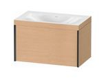 Duravit XViu Waschtisch-Unterschrank XV4610NB212C 80x48cm, 1 Auszug, schwarz matt, Rahmen C, eiche gebürstet