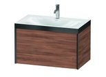 Duravit XViu Waschtisch-Unterschrank XV4610OB279P 80x48cm, 1 Auszug, 1 Hahnloch, schwarz matt, Rahmen P, nussbaum natur
