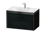 Duravit XViu Waschtisch-Unterschrank XV4615EB216P 80x48cm, 2 Schubkästen, 2 Hahnlöcher, schwarz matt, Rahmen P, Eiche schwarz