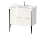 Duravit XViu Waschtisch-Unterschrank XV4710EB222C 80x48cm, 2 Auszüge, 2 Hahnlöcher, schwarz matt, Rahmen C, weiß hochglanz