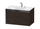 Duravit XViu Waschtisch-Unterschrank XV4615EB269P 80x48cm, 2 Schubkästen, 2 Hahnlöcher, schwarz matt, Rahmen P, nussbaum gebürstet