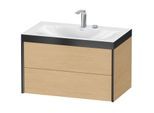 Duravit XViu Waschtisch-Unterschrank XV4615EB230P 80x48cm, 2 Schubkästen, 2 Hahnlöcher, schwarz matt, Rahmen P, Eiche natur