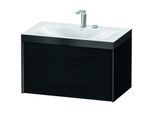 Duravit XViu Waschtisch-Unterschrank XV4610EB216P 80x48cm, 1 Auszug, 2 Hahnlöcher, schwarz matt, Rahmen P, Eiche schwarz