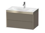 Duravit XViu Waschtisch-Unterschrank XV4615OB190P 80x48cm, 2 Schubkästen, 1 Hahnloch, champagner matt, Rahmen P, flannel grey seidenmatt