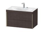 Duravit XViu Waschtisch-Unterschrank XV4615EB172C 80x48cm, 2 Schubkästen, 2 Hahnlöcher, champagner matt, Rahmen C, eiche dunkel gebürstet