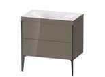 Duravit XViu Waschtisch-Unterschrank XV4710NB289C 80x48cm, 2 Auszüge, ohne Hahnloch, schwarz matt, Rahmen C, flannel grey hochglanz