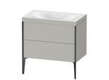 Duravit XViu Waschtisch-Unterschrank XV4710NB207C 80x48cm, 2 Auszüge, ohne Hahnloch, schwarz matt, Rahmen C, betongrau matt