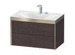 Duravit XViu Waschtisch-Unterschrank XV4615EB172P 80x48cm, 2 Schubkästen, 2 Hahnlöcher, champagner matt, Rahmen P, eiche dunkel gebürstet