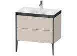 Duravit XViu Waschtisch-Unterschrank XV4710OB291P 80x48cm, 2 Auszüge, 1 Hahnloch, schwarz matt, Rahmen P, taupe matt