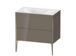 Duravit XViu Waschtisch-Unterschrank XV4710NB189C 80x48cm, 2 Auszüge, ohne Hahnloch, champagner matt, Rahmen C, flannel grey hochglanz