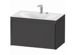 Duravit XViu Waschtisch-Unterschrank XV4610EB249C 80x48cm, 1 Auszug, 2 Hahnlöcher, schwarz matt, Rahmen C, graphit matt
