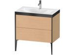 Duravit XViu Waschtisch-Unterschrank XV4710OB212P 80x48cm, 2 Auszüge, 1 Hahnloch, schwarz matt, Rahmen P, eiche gebürstet