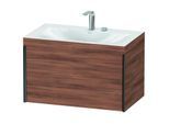 Duravit XViu Waschtisch-Unterschrank XV4610EB279C 80x48cm, 1 Auszug, 2 Hahnlöcher, schwarz matt, Rahmen C, nussbaum natur