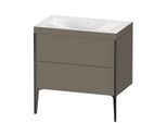 Duravit XViu Waschtisch-Unterschrank XV4710NB290C 80x48cm, 2 Auszüge, ohne Hahnloch, schwarz matt, Rahmen C, flannel grey seidenmatt