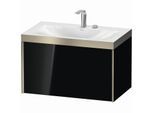Duravit XViu Waschtisch-Unterschrank XV4610EB140P 80x48cm, 1 Auszug, 2 Hahnloch, champagner matt, Rahmen P, schwarz hochglanz