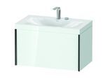 Duravit XViu Waschtisch-Unterschrank XV4610EB285C 80x48cm, 1 Auszug, 2 Hahnlöcher, schwarz matt, Rahmen C, weiß hochglanz