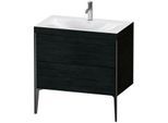 Duravit XViu Waschtisch-Unterschrank XV4710OB216C 80x48cm, 2 Auszüge, 1 Hahnloch, schwarz matt, Rahmen C, Eiche schwarz