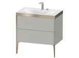 Duravit XViu Waschtisch-Unterschrank XV4710EB107P 80x48cm, 2 Auszüge, 2 Hahnlöcher, champagner matt, Rahmen P, betongrau matt
