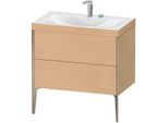 Duravit XViu Waschtisch-Unterschrank XV4710EB112C 80x48cm, 2 Auszüge, 2 Hahnlöcher, champagner matt, Rahmen C, eiche gebürstet