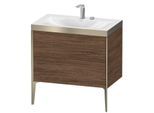 Duravit XViu Waschtisch-Unterschrank XV4710EB121P 80x48cm, 2 Auszüge, 2 Hahnlöcher, champagner matt, Rahmen P, nussbaum dunkel
