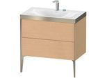 Duravit XViu Waschtisch-Unterschrank XV4710EB112P 80x48cm, 2 Auszüge, 2 Hahnlöcher, champagner matt, Rahmen P, eiche gebürstet