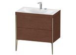 Duravit XViu Waschtisch-Unterschrank XV4710EB113C 80x48cm, 2 Auszüge, 2 Hahnlöcher, champagner matt, Rahmen C, amerikanischer nussbaum