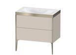 Duravit XViu Waschtisch-Unterschrank XV4710NB191P 80x48cm, 2 Auszüge, ohne Hahnloch, champagner matt, Rahmen P, taupe matt