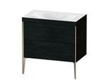 Duravit XViu Waschtisch-Unterschrank XV4710NB116C 80x48cm, 2 Auszüge, ohne Hahnloch, champagner matt, Rahmen C, Eiche schwarz