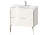 Duravit XViu Waschtisch-Unterschrank XV4710EB122C 80x48cm, 2 Auszüge, 2 Hahnlöcher, champagner matt, Rahmen C, weiß hochglanz