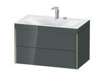 Duravit XViu Waschtisch-Unterschrank XV4615EB138C 80x48cm, 2 Schubkästen, 2 Hahnlöcher, champagner matt, Rahmen C, dolomiti grey hochglanz