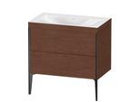 Duravit XViu Waschtisch-Unterschrank XV4710NB213C 80x48cm, 2 Auszüge, ohne Hahnloch, schwarz matt, Rahmen C, amerikanischer nussbaum