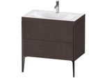 Duravit XViu Waschtisch-Unterschrank XV4710OB272C 80x48cm, 2 Auszüge, 1 Hahnloch, schwarz matt, Rahmen C, eiche dunkel gebürstet