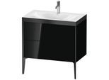 Duravit XViu Waschtisch-Unterschrank XV4710OB240P 80x48cm, 2 Auszüge, 1 Hahnloch, schwarz matt, Rahmen P, schwarz hochglanz