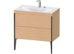 Duravit XViu Waschtisch-Unterschrank XV4710EB212C 80x48cm, 2 Auszüge, 2 Hahnlöcher, schwarz matt, Rahmen C, eiche gebürstet