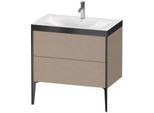 Duravit XViu Waschtisch-Unterschrank XV4710OB275P 80x48cm, 2 Auszüge, 1 Hahnloch, schwarz matt, Rahmen P, leinen