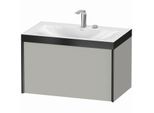 Duravit XViu Waschtisch-Unterschrank XV4610EB207P 80x48cm, 1 Auszug, 2 Hahnlöcher, schwarz matt, Rahmen P, betongrau matt