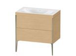 Duravit XViu Waschtisch-Unterschrank XV4710NB130C 80x48cm, 2 Auszüge, ohne Hahnloch, champagner matt, Rahmen C, Eiche natur