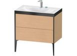 Duravit XViu Waschtisch-Unterschrank XV4710EB212P 80x48cm, 2 Auszüge, 2 Hahnlöcher, schwarz matt, Rahmen P, eiche gebürstet