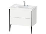 Duravit XViu Waschtisch-Unterschrank XV4710EB218C 80x48cm, 2 Auszüge, 2 Hahnlöcher, schwarz matt, Rahmen C, weiß matt