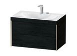 Duravit XViu Waschtisch-Unterschrank XV4615EB116C 80x48cm, 2 Schubkästen, 2 Hahnlöcher, champagner matt, Rahmen C, Eiche schwarz