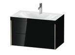 Duravit XViu Waschtisch-Unterschrank XV4615OB140C 80x48cm, 2 Schubkästen, 1 Hahnloch, champagner matt, Rahmen C, schwarz hochglanz