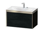 Duravit XViu Waschtisch-Unterschrank XV4615EB116P 80x48cm, 2 Schubkästen, 2 Hahnlöcher, champagner matt, Rahmen P, Eiche schwarz